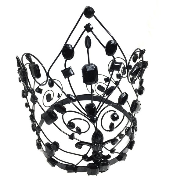Crown Metal Headdress Goth Black Jeweled 10\